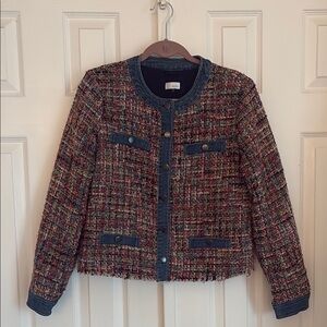 Ecru Red and Blue Blazer Sophisticated Tweed Design